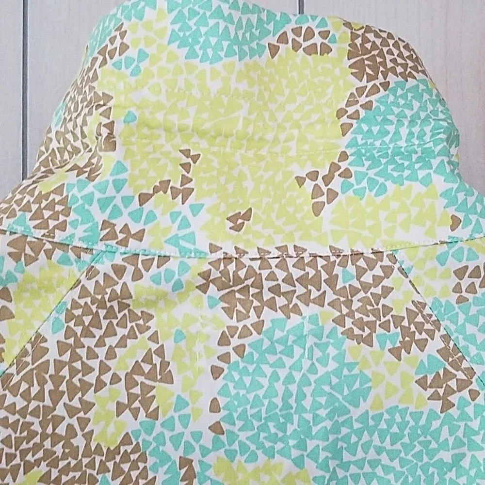 Christopher & Banks Green Blue Geometric Jacket XL Art To Wear Lagenlook Coastal